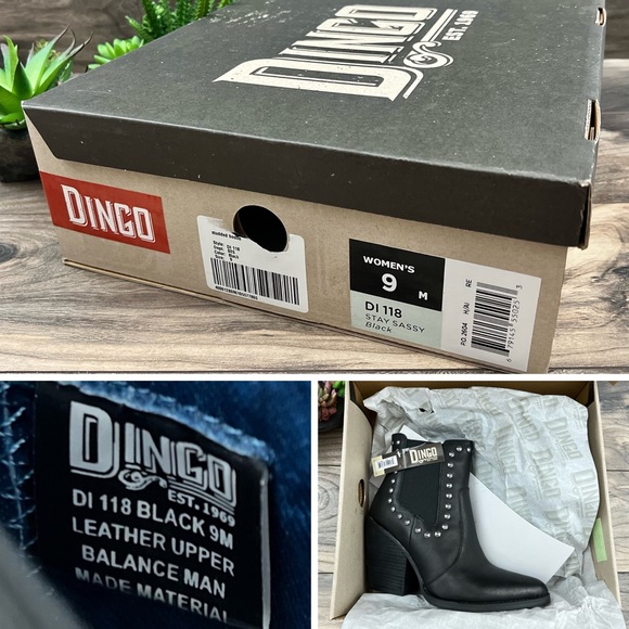 NIB Dan Post Dingo Stay Sassy Black Leather Studded Western Ankle Boot Bootie - Picture 13 of 13